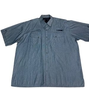 REGATTA Men’s Gray Striped Shirt XL Short Sleeve